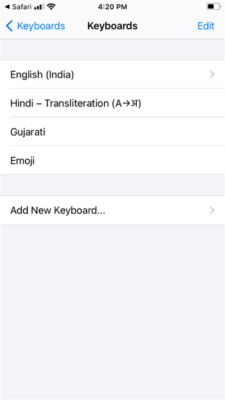 3. Add New Keyboard પર ક્લીક કરી, Gujarati પસંદ કરો.